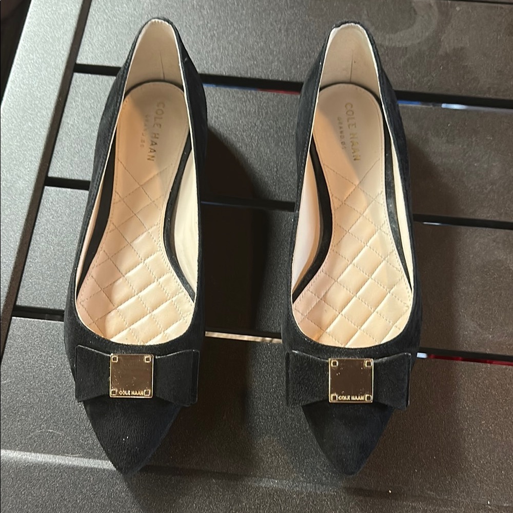 Cole Haan Women's Black Suede Loafers with Bow